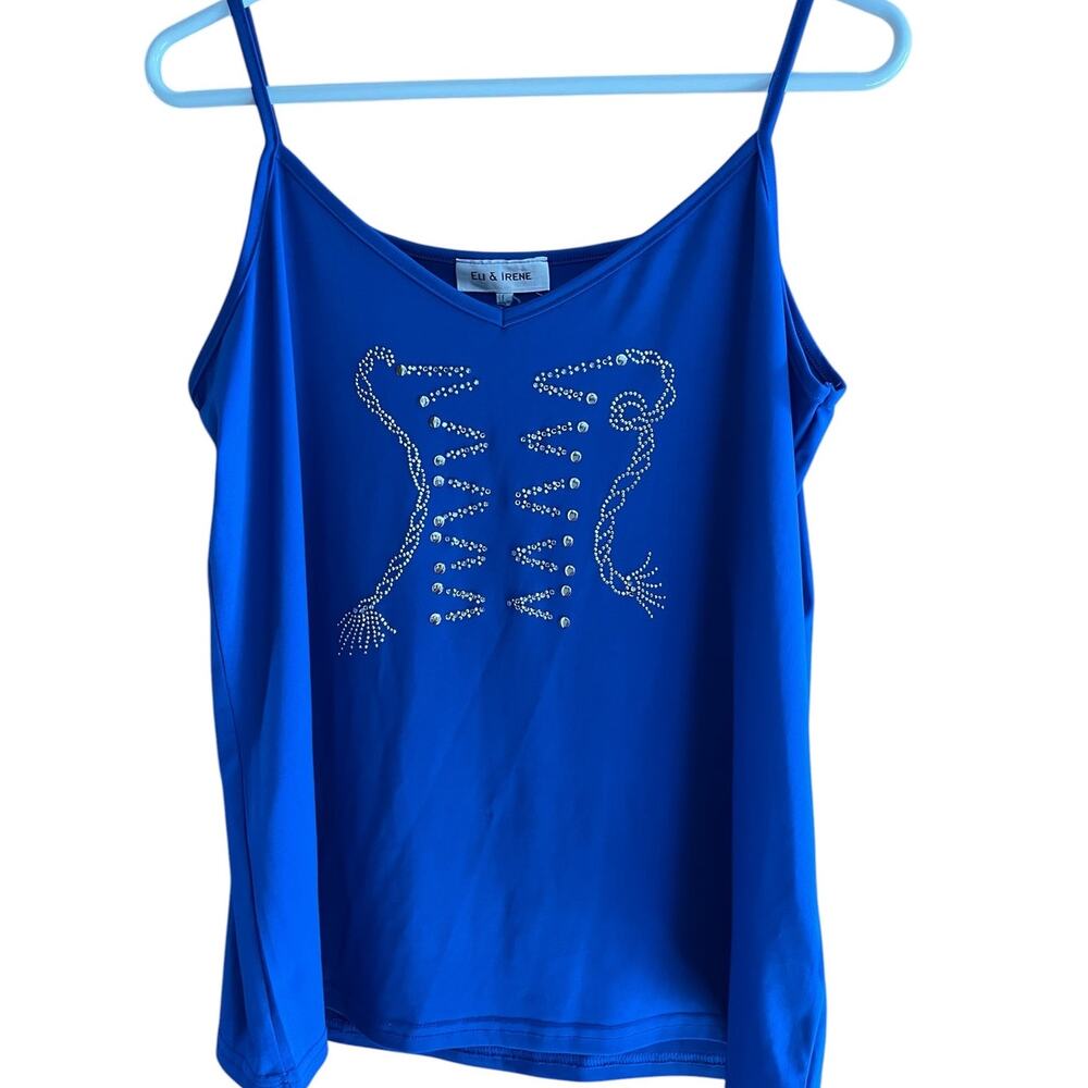 Eli & Irene Blue Beaded Tank Top